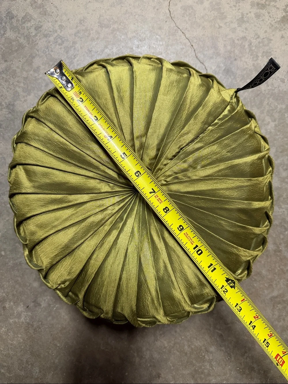BORGATA Round Olive Green Pleated Decorative Throw Pillow - Set of 2